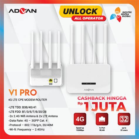 Promo Advan V1 Pro Modem Wireless CPE 4G LTE Unlock All Operator Free