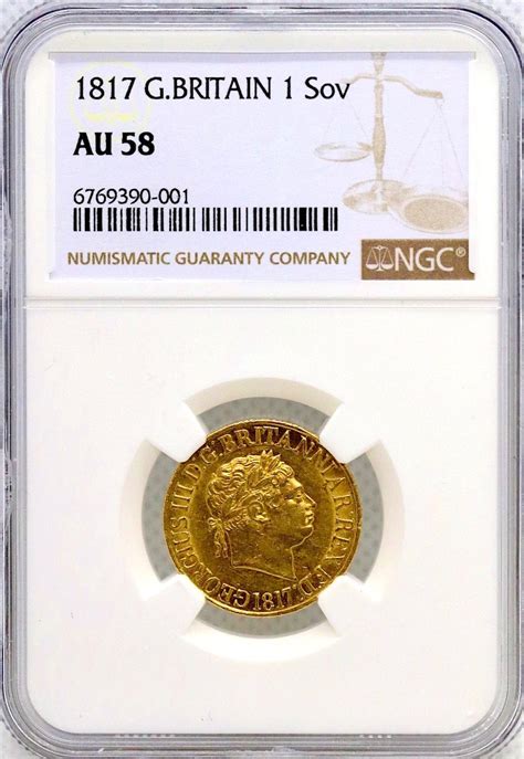 1817 Sovereign George Iii Ngc Au58 Uk Coinage