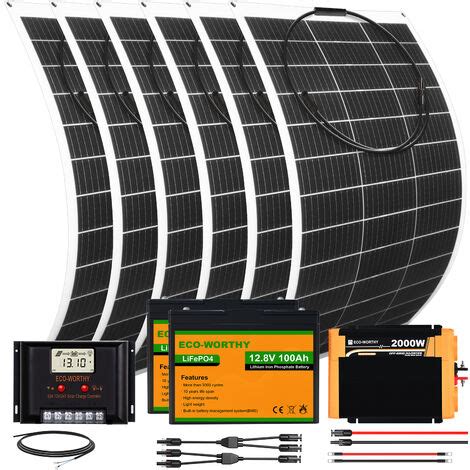 ECO WORTHY Kit Complet De Panneau Flexible Solaire 780W 12V Avec