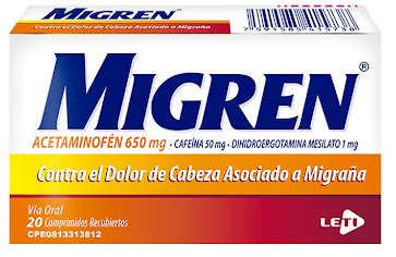 Acetaminofen Cafeina Dihidroergotamina Migren Mg X