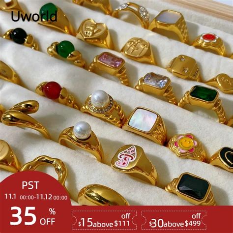 18k Gold Pvd Plated 316l Stainless Steel Rings Finger Chunky Wedding