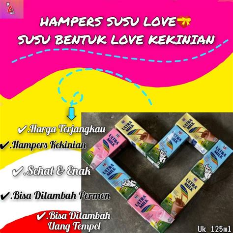 Jual HAMPERS KEKINIAN ULTRA MILK SUSU BENTUK LOVE VIRAL FREE PITA