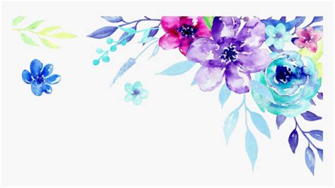 Transparent Floral Watercolor Png - Watercolor Flowers Corner Border ...