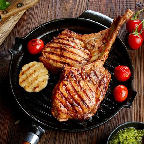 Pork Tomahawk Steak 800g Enjoy Awesome Frenched 2 Bone Thick Cut Monster Steaks Sherwood Foods