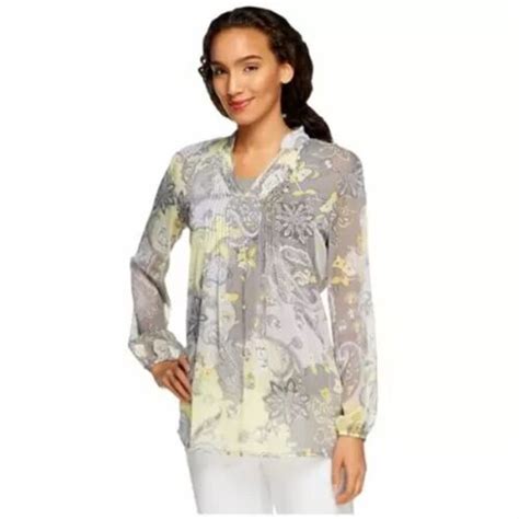 Susan Graver Crinkled Sheer Chiffon Printed Tunic With Knit Tank A81796