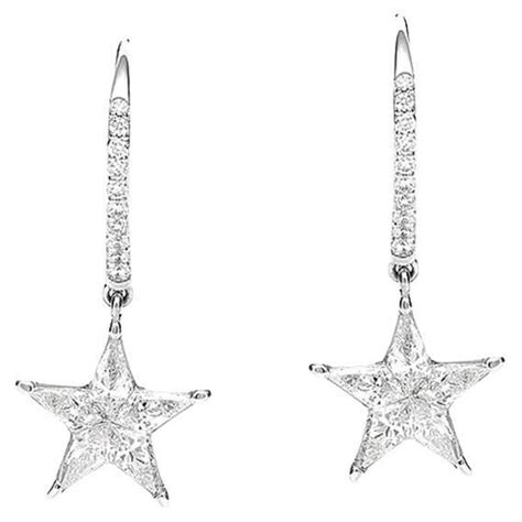 Stars Diamonds White Gold Pendant Earrings In Diamond Star