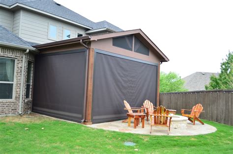 Rowlett Tx Custom Gable Roof Covered Patio With A Retractable Screen Is