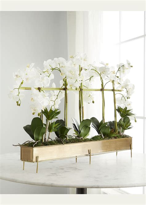 John Richard Collection Rows Of Orchids Faux Floral Arrangement