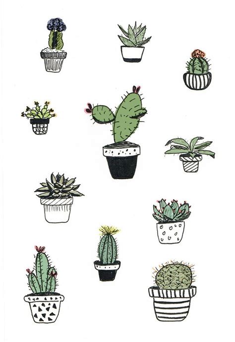 Cute Plants Draw Tumblr Pesquisa Google Cactus Doodle Cactus Art