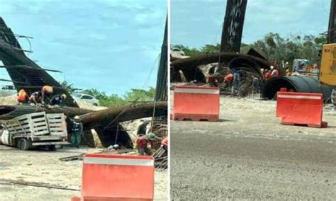 Por Fuertes Lluvias Colapsa Estructura Del Tren Maya En Chetumal