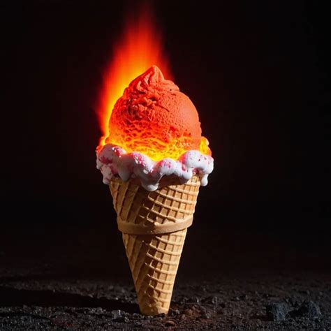 Lava In An Ice Cream Cone At Night