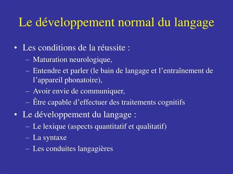 PPT Développement normal du langage et troubles spécifiques du