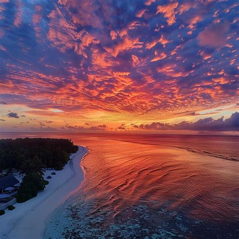 Premium Photo Colorful Sunset Over Ocean On Maldives