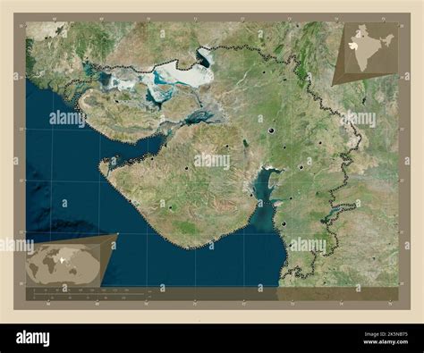 Gujarat estado de la India Mapa satelital de alta resolución