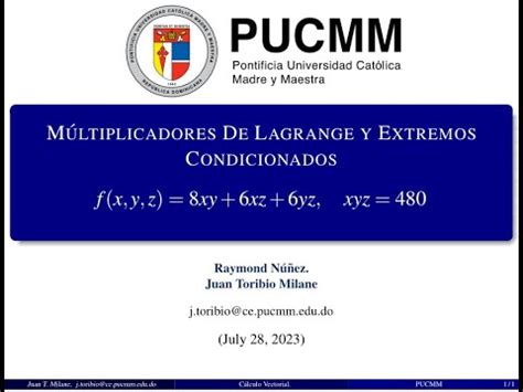 M Ltiplicadores De Lagrange Y Extremos Condicionados C Lculo