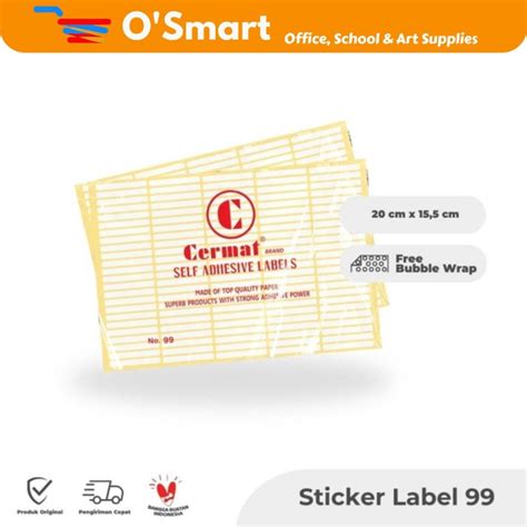 Jual CERMAT Label Sticker No 99 1 Pack Isi 7 Lembar Shopee Indonesia