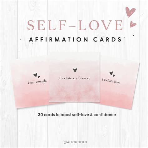 Printable Self Love Messages Cards Print Home Daily Affirmations Pastel