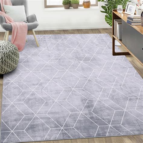 GlowSol 5 X7 Modern Geometric Area Rug Indoor Easy Cleaning Rug Non