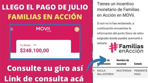 Llego el pago de Julio Familias EN ACCIÓN consulte su pago ASÍ giro o