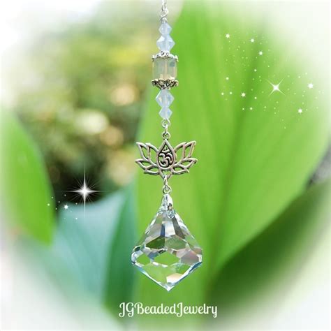 Diamond Opal Lotus Flower Om Swarovski Crystal Suncatcher Jgbeads