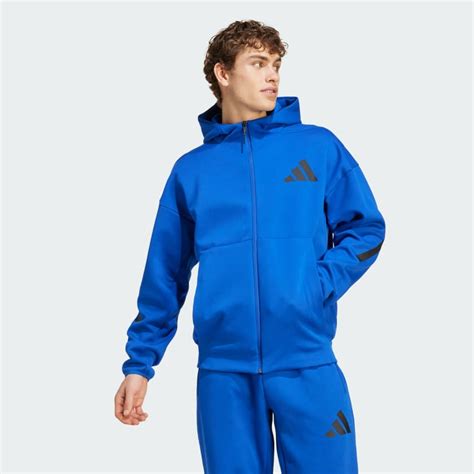 Adidas Z N E Full Zip Hooded Track Jacket Blue Free Shipping With Adiclub Adidas Us