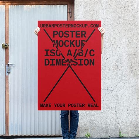 urban poster holding mockup psd