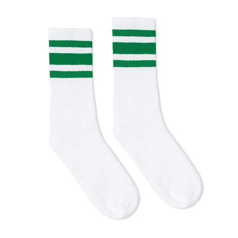Green Striped Socks White Striped Socks Tube Socks Green Stripes