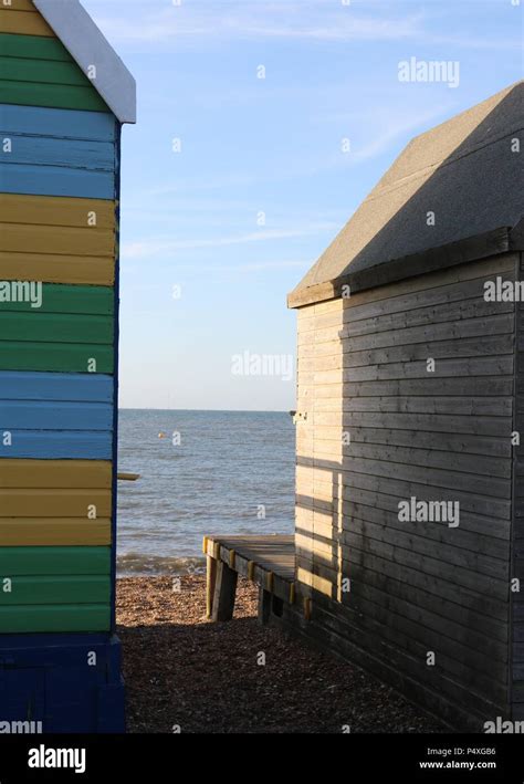 Colourful Beach Huts Whitstable Kent Stock Photo Alamy