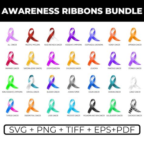 Awareness Ribbon SVG Awareness Ribbons Bundle Cancer | Etsy