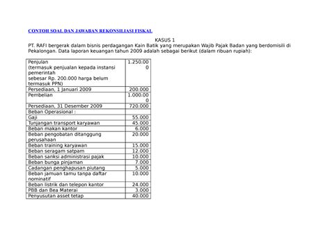 Contoh SOAL DAN Jawaban Rekonsiliasi FIS CONTOH SOAL DAN JAWABAN