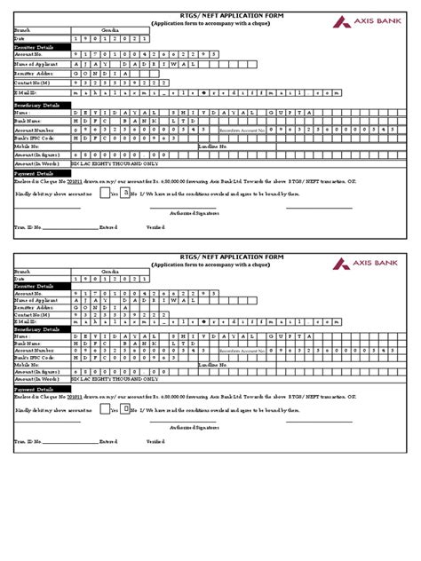 Axis Bank Rtgs Pdf Banking Technology Cheque