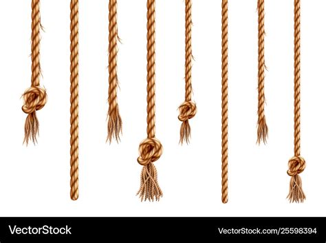 Set Isolated Hanging Ropes With Tassels Royalty Free Vector