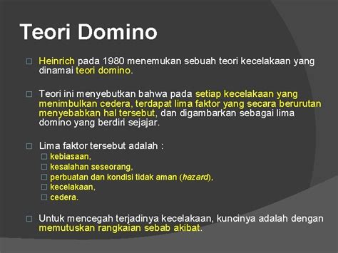 Teori Kecelakaan Kerja Teknik Keselamatan Dan Kesehatan Kerja