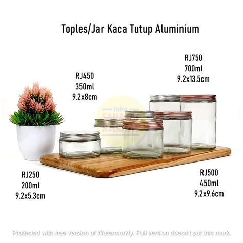 Jual Toples Jar Kaca Tutup Aluminium 450ml 350ml 200ml Silver Dan Rose