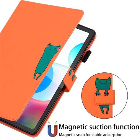 For Realme Pad Mini 8 7 Cartoon Buckle Leather Tablet Case Orange