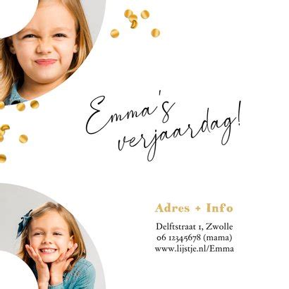 Kinderfeestje Gouden Confetti Uitnodiging Kaartje Go