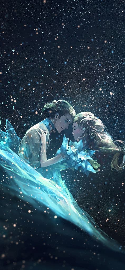Av44 Anime Kiss Love Green Girl Boy Illustration Art Lovely Wallpaper