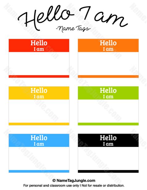 Printable Hello I Am Name Tags