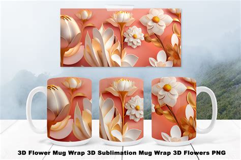 3D Flower Mug Wrap 3D Sublimation Mug Graphic By Azdesign P Creative