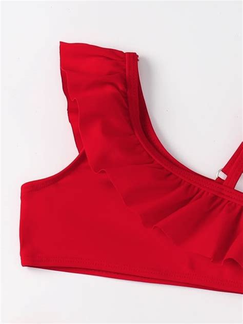 Baby Girl Ruffle Trim Asymmetrical Bikini Swimsuit Lynks Shop