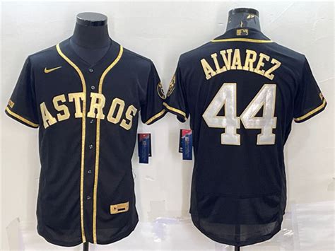 Houston Astros 44 Yordan Álvarez Black Gold Flex Base Jersey Tte