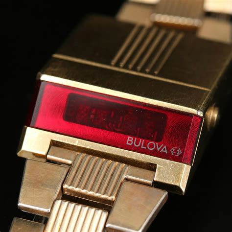 Vintage Bulova Computron Digital Gold Tone Quartz Wristwatch 1976 Ebth