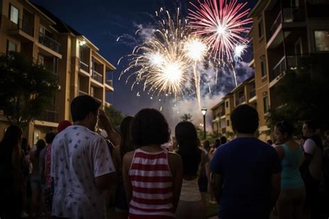 Una Multitud Ve Fuegos Artificiales En La Universidad De Guelph Foto