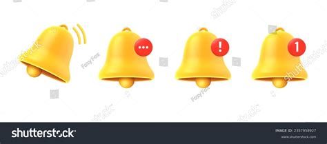 3d Notification Bell Icon Yellow Ringing Stock Vector Royalty Free