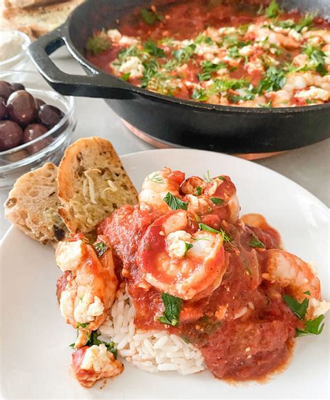 Greek Shrimp with Tomatoes and Feta - Heart Healthy Greek