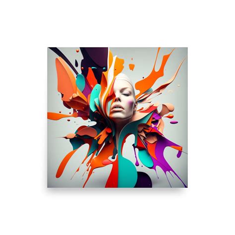 Contemporary Abstract Art Face Designs Abstract Splash Woman Portrait