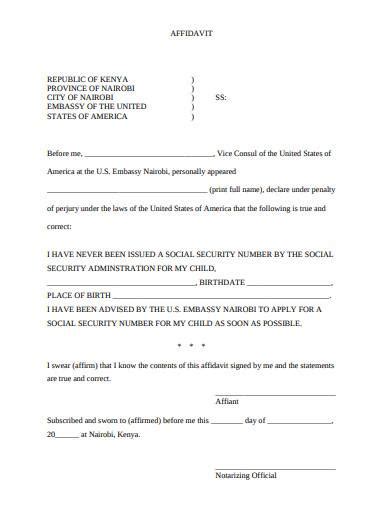 Free 10 Affidavit Of Social Security Samples In Pdf Ms Word