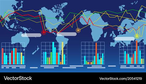 Wide World Map With Graphs Royalty Free Vector Image