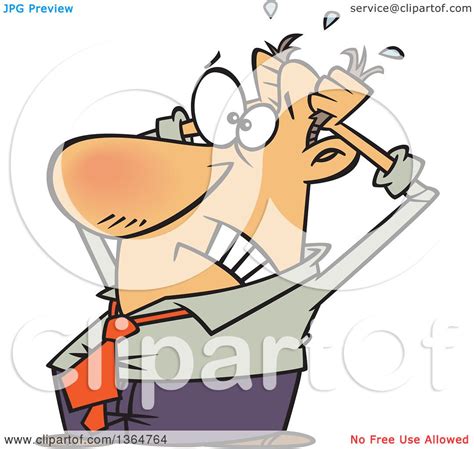 Cartoon Clipart of a Stressed Man Ripping His Hair out - Royalty Free Vector Illustration by ...