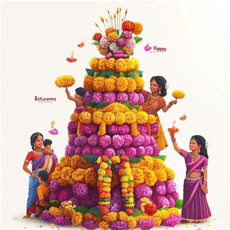 Happy Bathukamma Poster Flower Festival Celebrated By The Women Of In